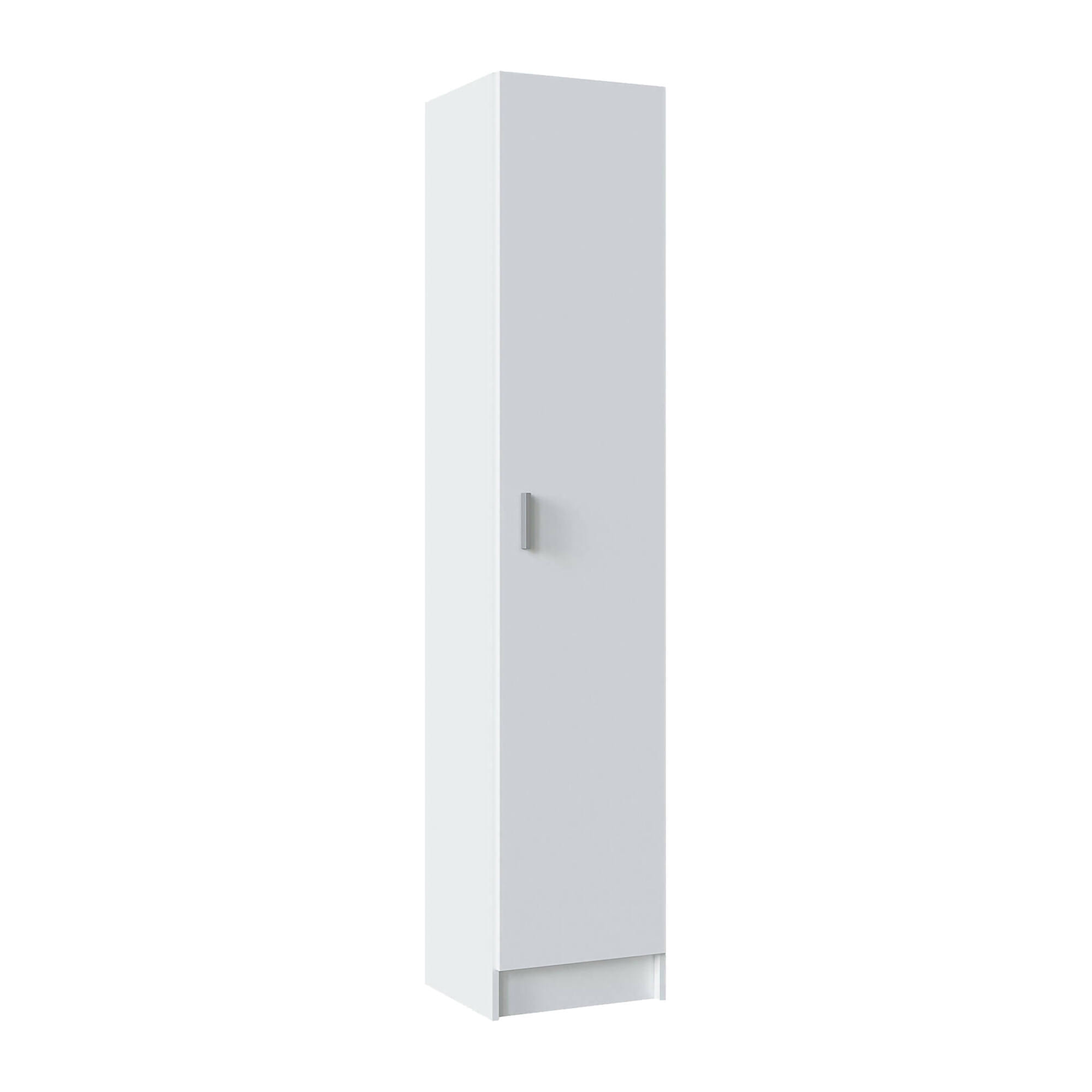 Armadio multiuso 1 anta Alexander, Mobile ausiliario, Guardaroba porta scarpe con ripiani, Scarpiera verticale, 37x37h180 cm, Bianco