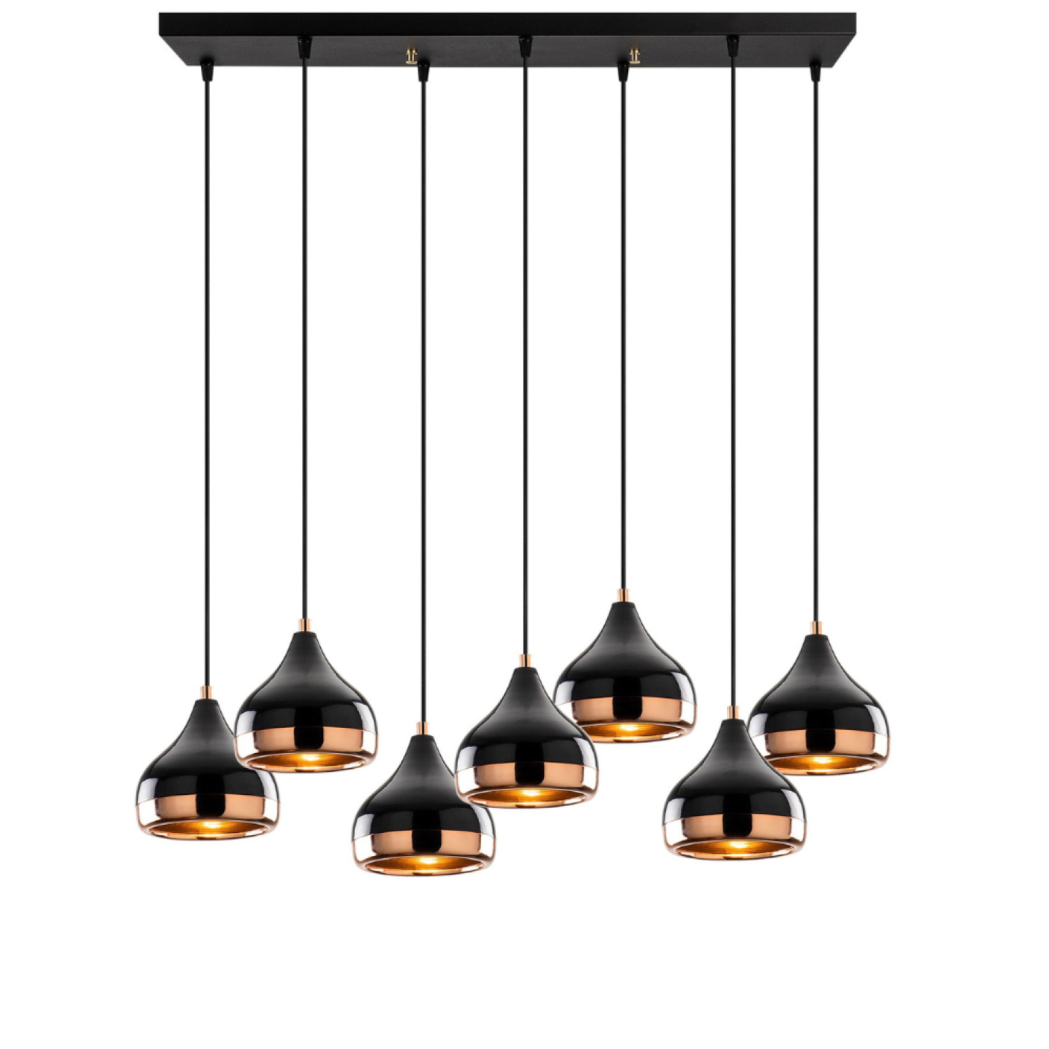 Suspension filaire noire et cuivrée 7 lampes ROSARIO