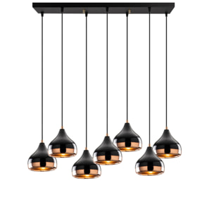 Suspension filaire noire et cuivrée 7 lampes ROSARIO