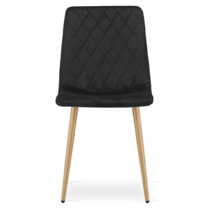 Sedia Turin in velluto nero con gambe effetto rovere