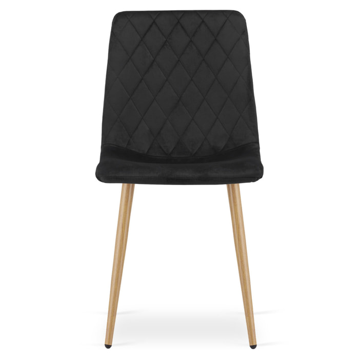 Sedia Turin in velluto nero con gambe effetto rovere