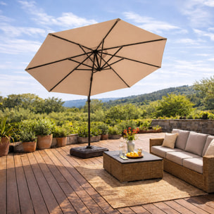 Parasol octogonal Ø 350cm déporté taupe en aluminium TARGA
