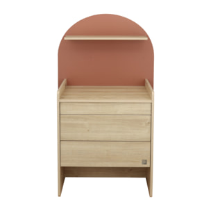 Commode à langer évolutive en bureau - décor bois chêne sépia forme arche