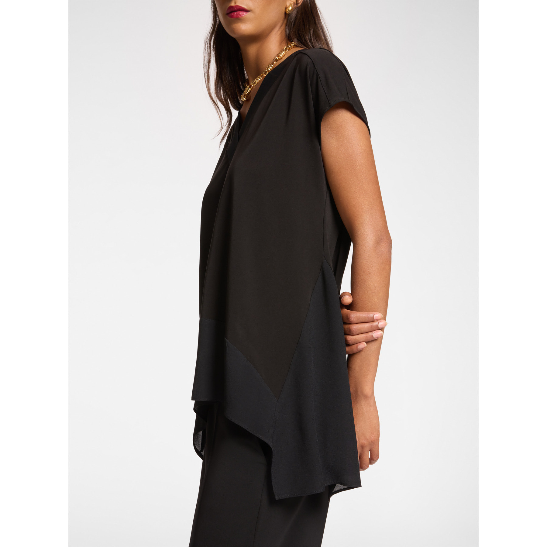 Elena Mirò - T-shirt lunga con punte al fondo - Nero