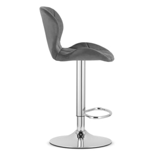 Sgabello alto West in velluto grigio con base cromata