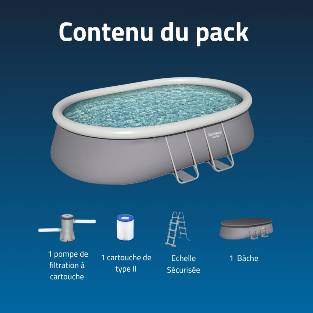 Bestway Piscine gonflable ovale Bestway Fast Set 549 x 366 x 122 cm grise