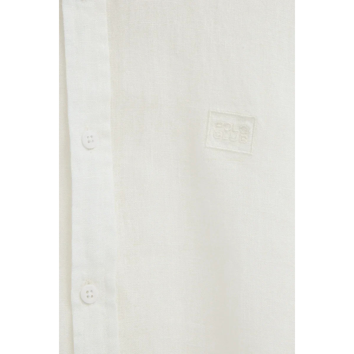 Camicia bianca in lino regular fit con toppa Polo Club