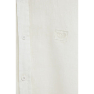 Camicia bianca in lino regular fit con toppa Polo Club