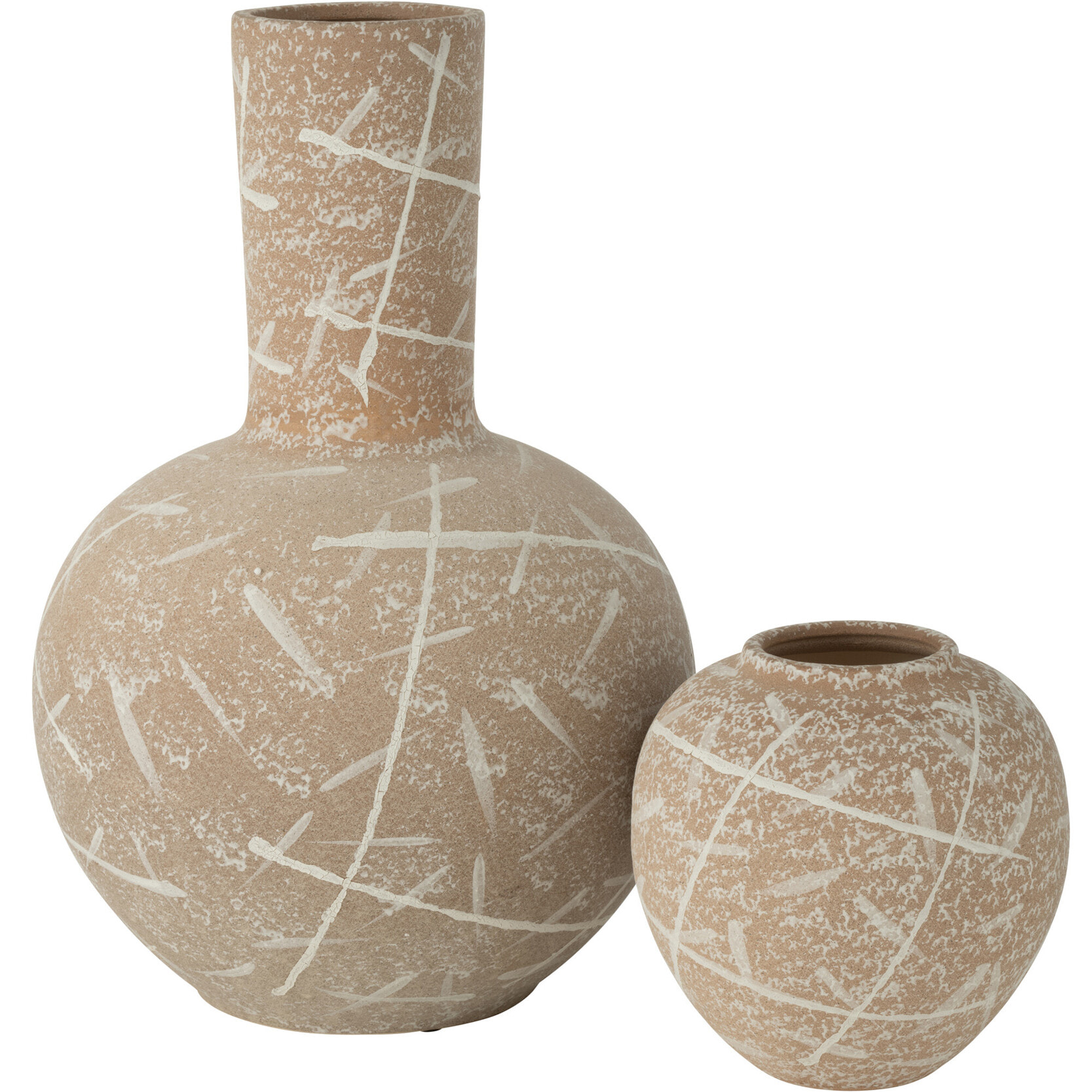 J-Line Vase Dune Globe Gres Beige/Blanc