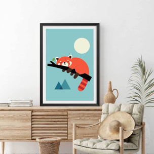 Affiche enfant c'est l'heure de la sieste Affiche + cadre en bois - Noir