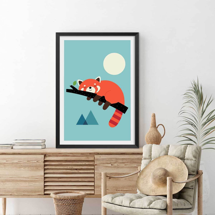 Affiche enfant c'est l'heure de la sieste Affiche + cadre en bois - Noir