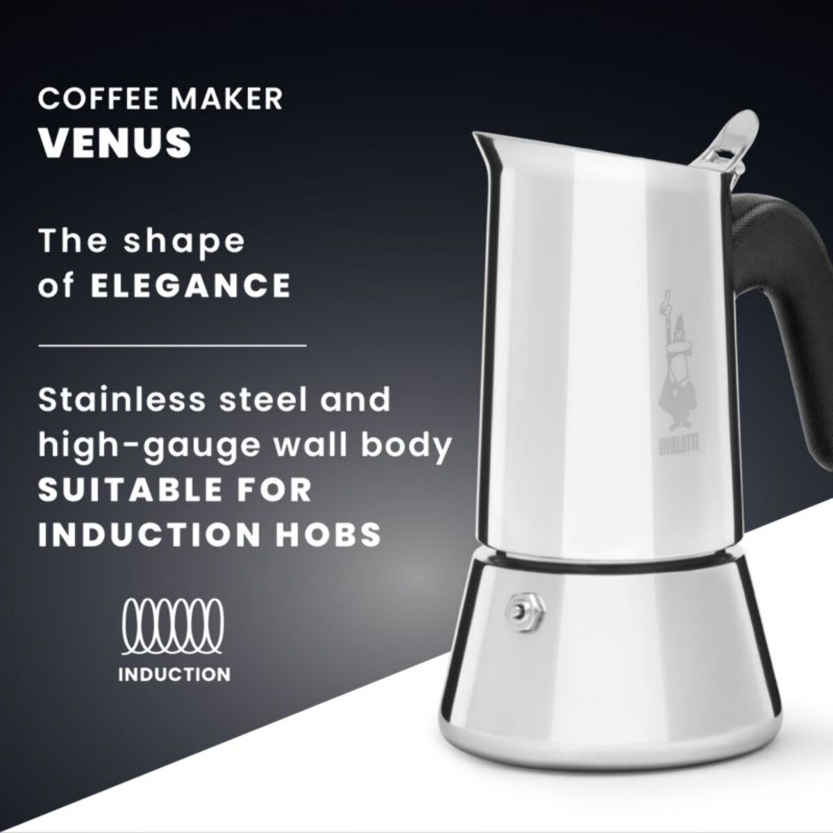 Cafetière italienne BIALETTI dont induction Venus - capacité 6 tasses + Café Perfetto moka classic 250g