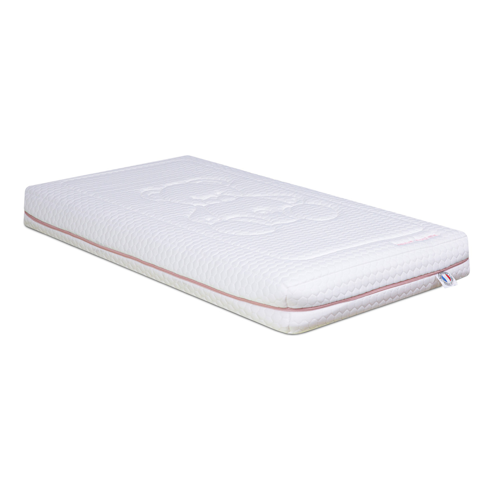 Matelas Enfant Ourson, glissière Rose, 14 cm, Mousse Haute Densité Supersoft, Déhoussable, Soutien Medium, Fabrication Française, CertiPUR Oeko-Tex