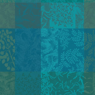 Serviette pur coton motif jacquard vert Mille rameaux emeraude