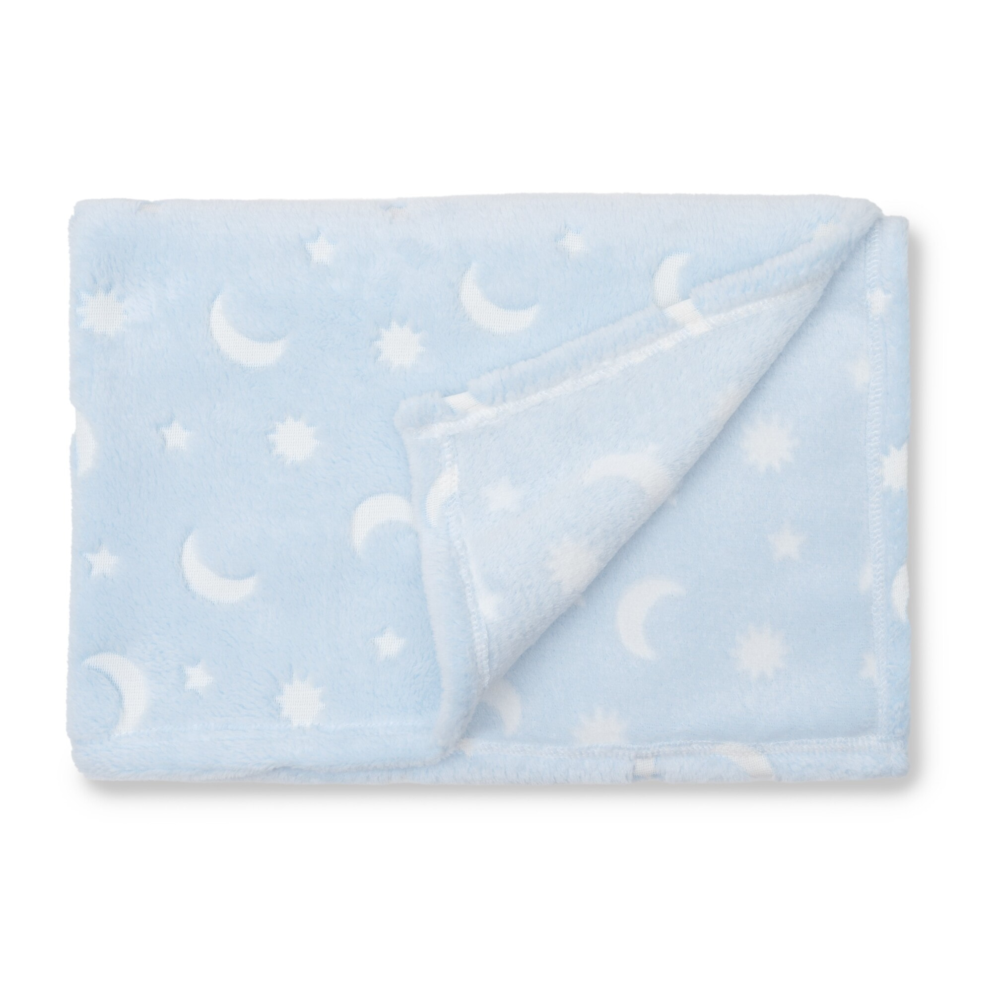 Manta Grabada Luna Estrellas Azul