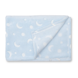 Manta Grabada Luna Estrellas Azul