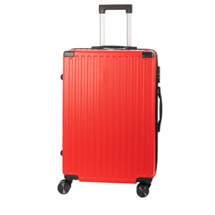 DAM Valigia media trolley rigida ultraleggera, in ABS ad alta resistenza con angoli rinforzati. Chiusura numerica e 4 ruote doppie estraibili e girevoli a 360°. 42x25x67 Cm. Colore: Rosso