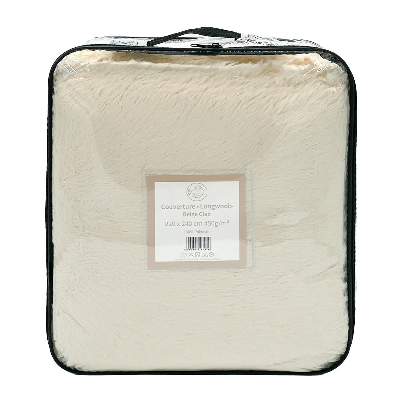 Couverture imitation poils longs - Longwool Beige Clair - 220x240cm - 450g/m²