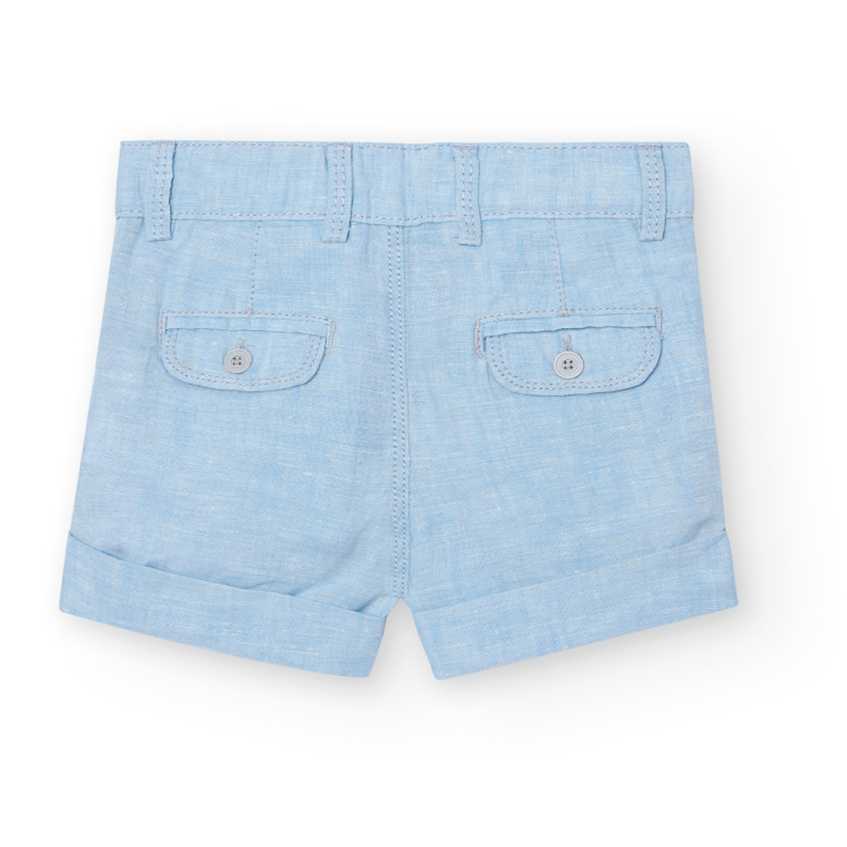 Bermudas lino bicolor niño, algodón liso, azul