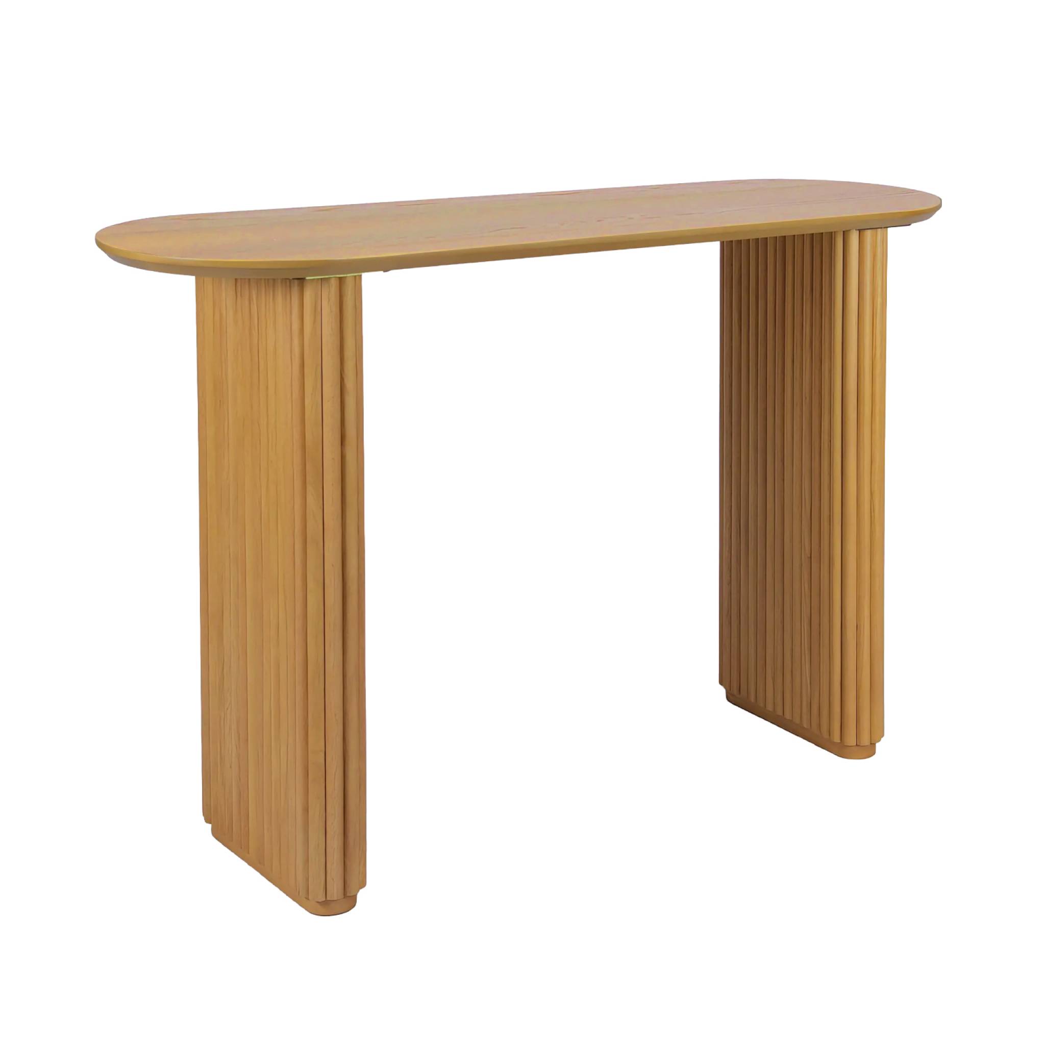 Console ovale bois d'hévéa placage chêne GABRIELLE
