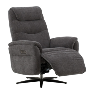 Poltrona reclinabile elettrica OSLO in tessuto grigio e base in metallo nero