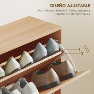 Zapatero Estrecho 4 Puertas, Zapatero Entrada Recibidor con Estantes Ajustables, para 16-24 Pares de Zapatos, para Pasillo, Espacios Reducidos, 120x24x81 cm, Natural