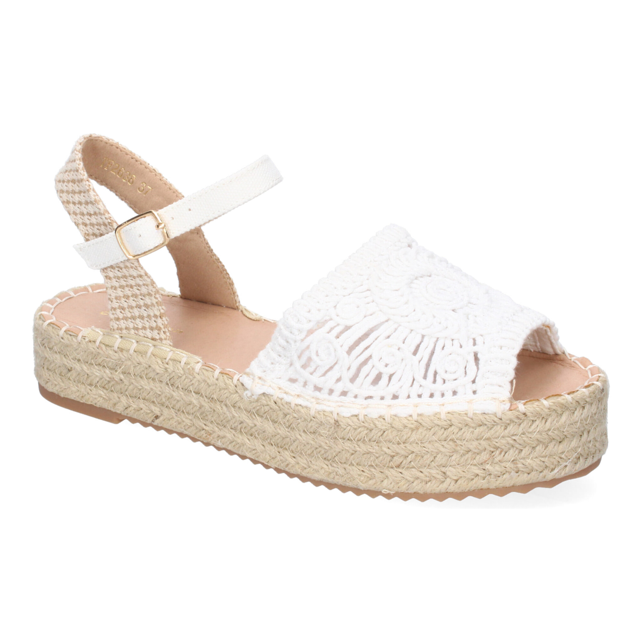 Sandalia de Plataforma para Mujer, Comoda, Forrada de Yute, Pala Abierta y Entrelazada