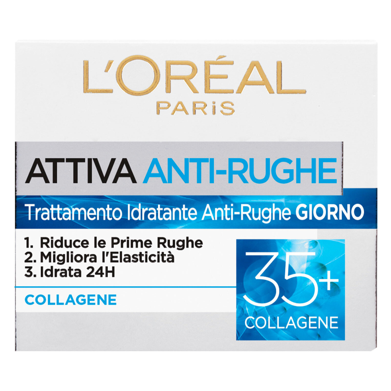 Crema Viso Idratante Elasticizzante Attiva Anti-Rughe 24H Trattamento Giorno Prime Rughe 35+ con Collagene 50ml