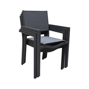 Lot de 4 chaises de jardins empilables en aluminium et textilène. anthracite
