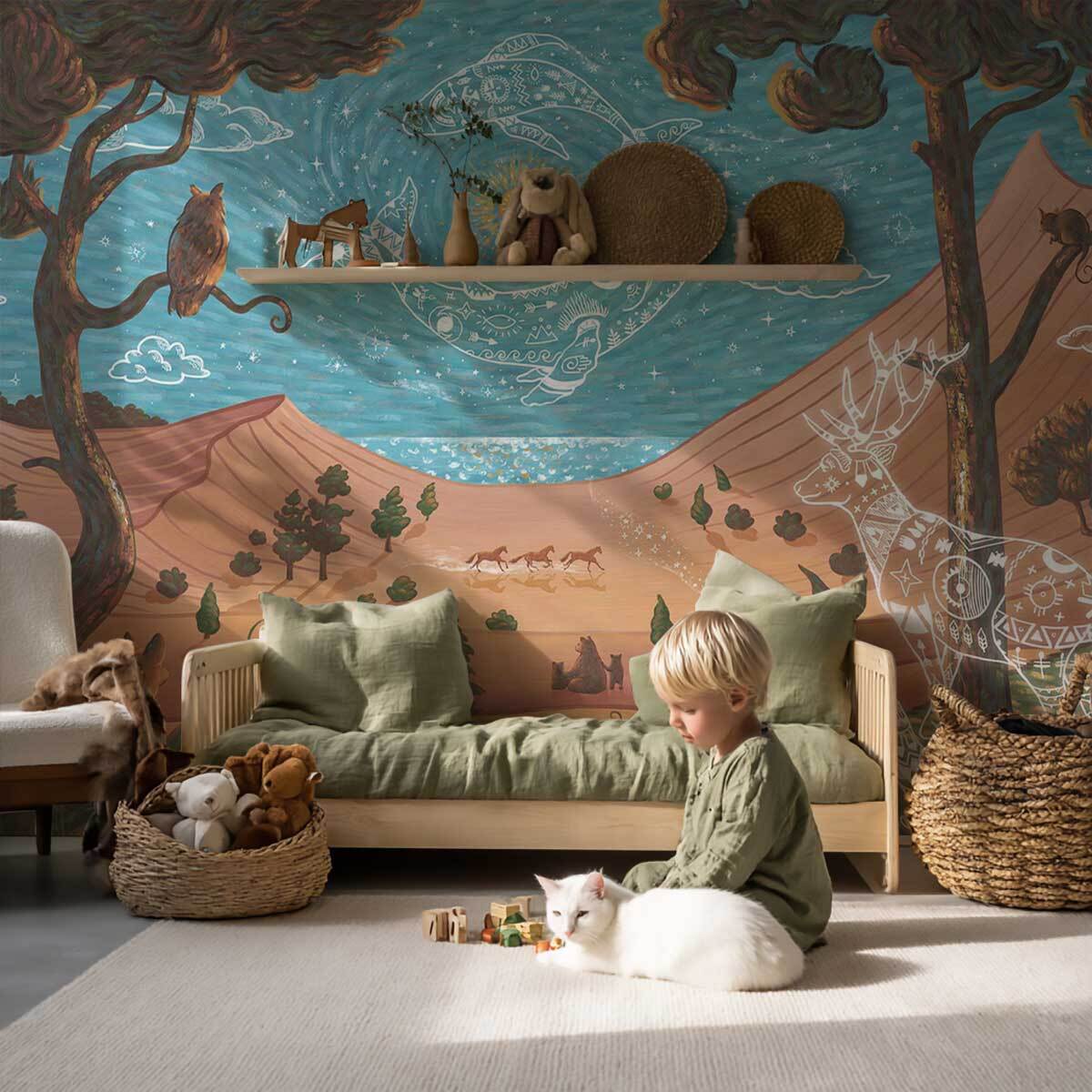 Papier peint océan mythologique chambre enfant Intissé