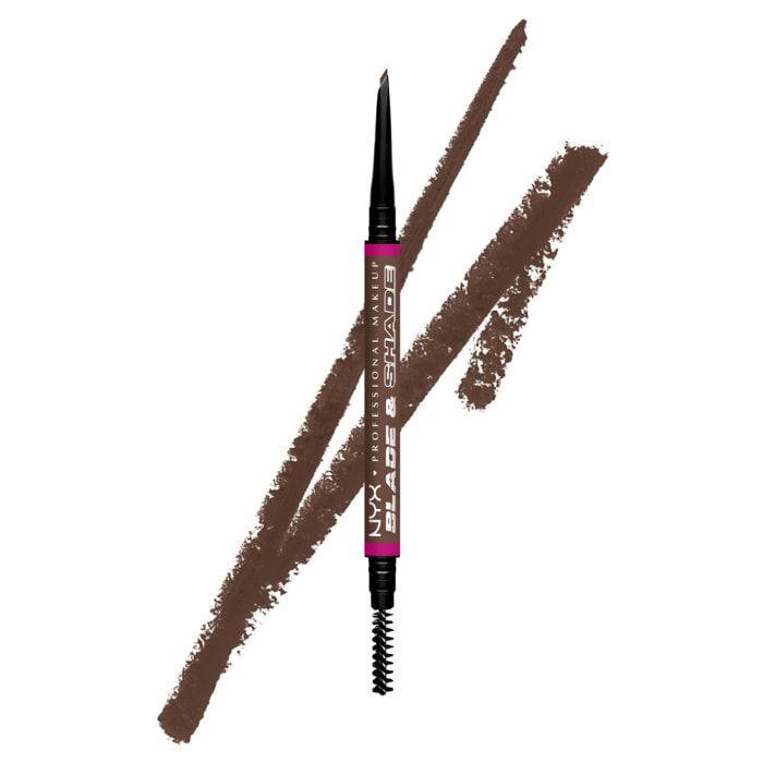 NYX Professional Makeup Blade & Shade, Crayon sourcils double embout, tenue jusqu'à 16h, Brunette