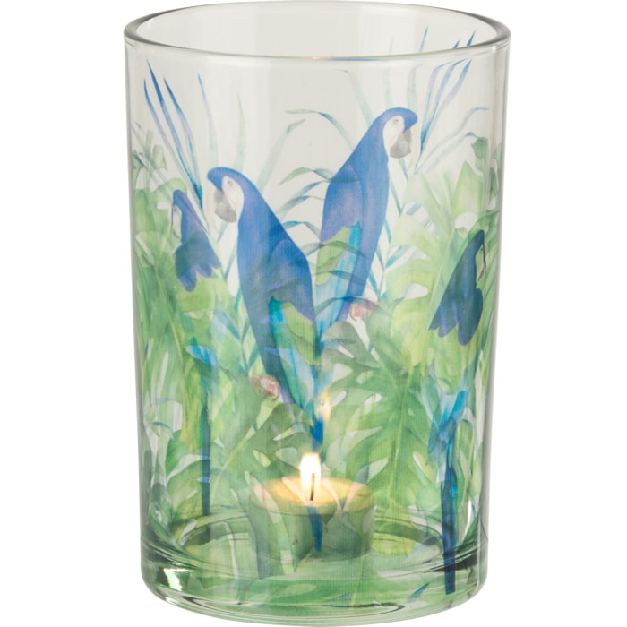 J-Line Photophore Perroquet - verre - bleu/vert - large