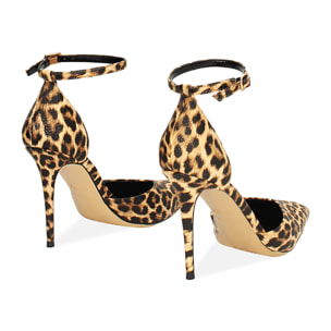 Décolleté open shank donna leopardate, tacco 10,5 cm