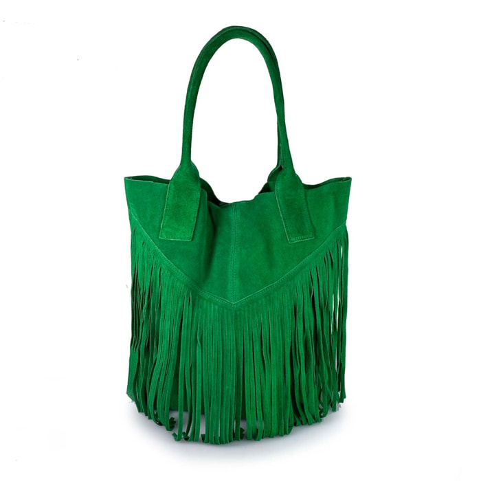 Borse Donna colore Verde-in pelle Made in Italy 36x45x19cm