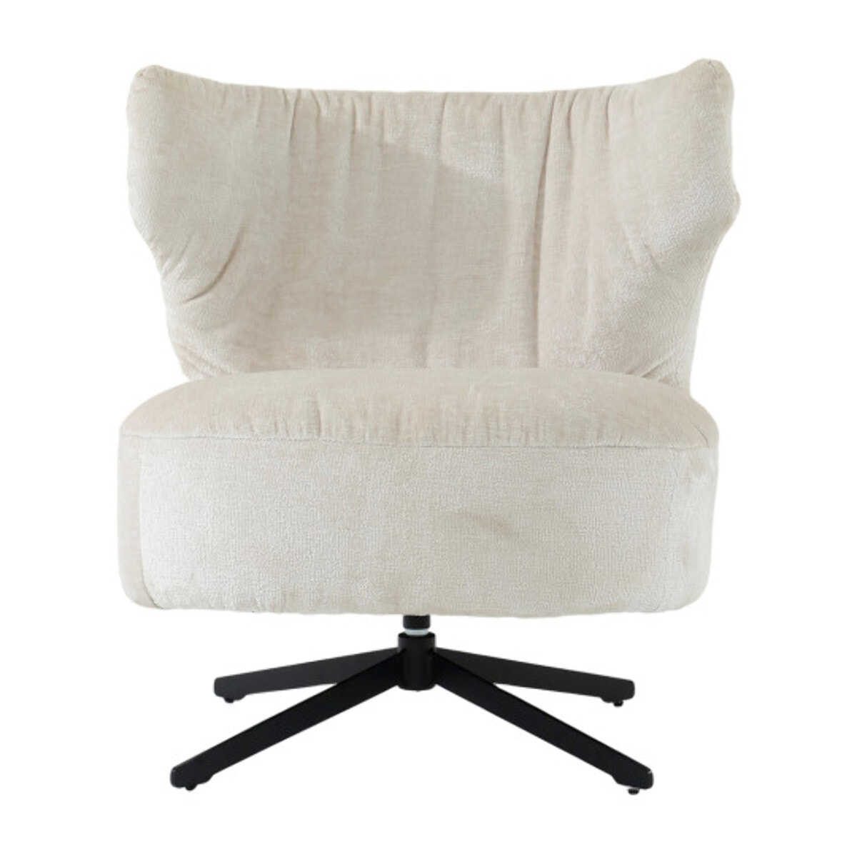 Fauteuil rotatif 360° tissu doux avec pieds en métal noir - EUGENE