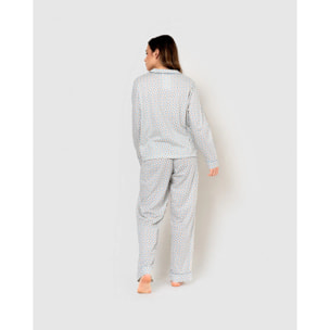 Pigiama lungo in cotone stile camicia color indaco