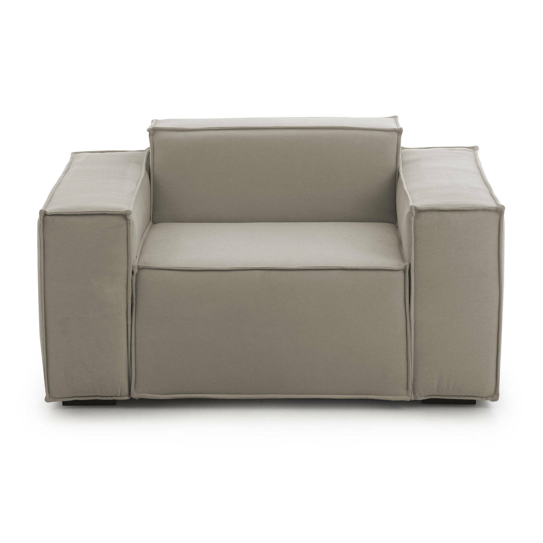 Poltrona Leonia, Poltrona da salotto, 100% Made in Italy, Poltroncina relax in tessuto imbottito, Cm 140x95h70, Tortora