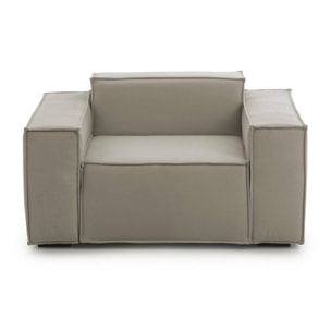 Poltrona Leonia, Poltrona da salotto, 100% Made in Italy, Poltroncina relax in tessuto imbottito, Cm 140x95h70, Tortora