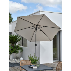 MARBELLA - Parasol à manivelle en aluminium gris anthracite et toile gris