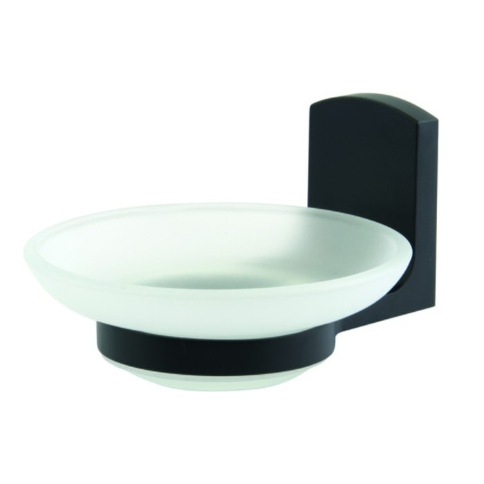 Porte savon à fixer Verre & Chromé TAKU Transparent & Noir Spirella
