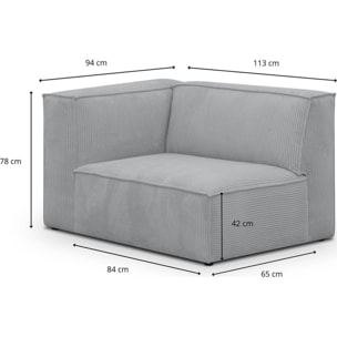 Canapé d'angle à droite modulable 3 places en velours côtelé - REZIA