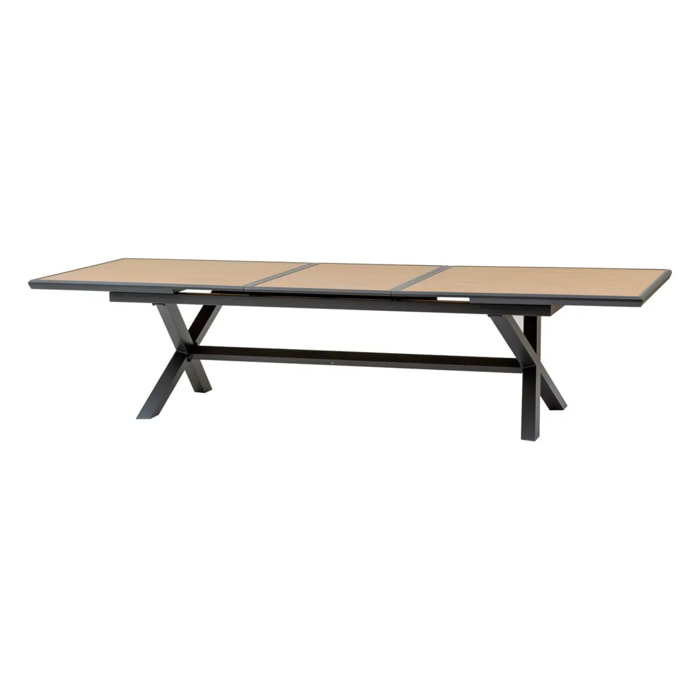 Table de jardin extensible AXIOME Effet bois Noix & Graphite 12 places
