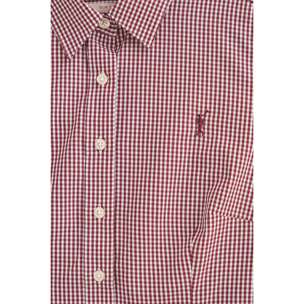 Camisa de cuadros vichy color borgoña con logo Rigby Go