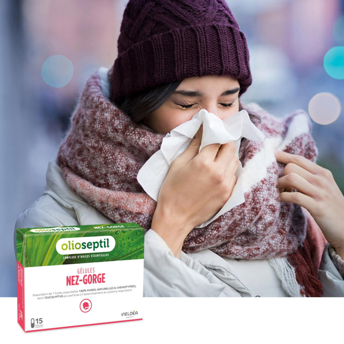 OLIOSEPTIL - Duo Nez-Gorge - Assainit le système respiratoire - Apaise la gorge  - Soulage la congestion nasale - 1 étui de 15 gélules végétales + 1 flacon spray de 20 ml
