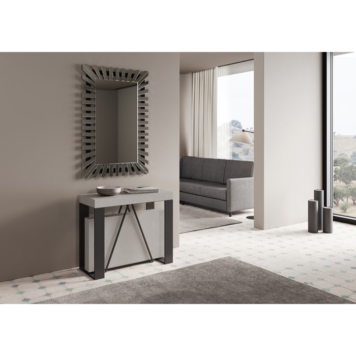 Console extensible 90x40/300cm Zamat cachemire cadre anthracite