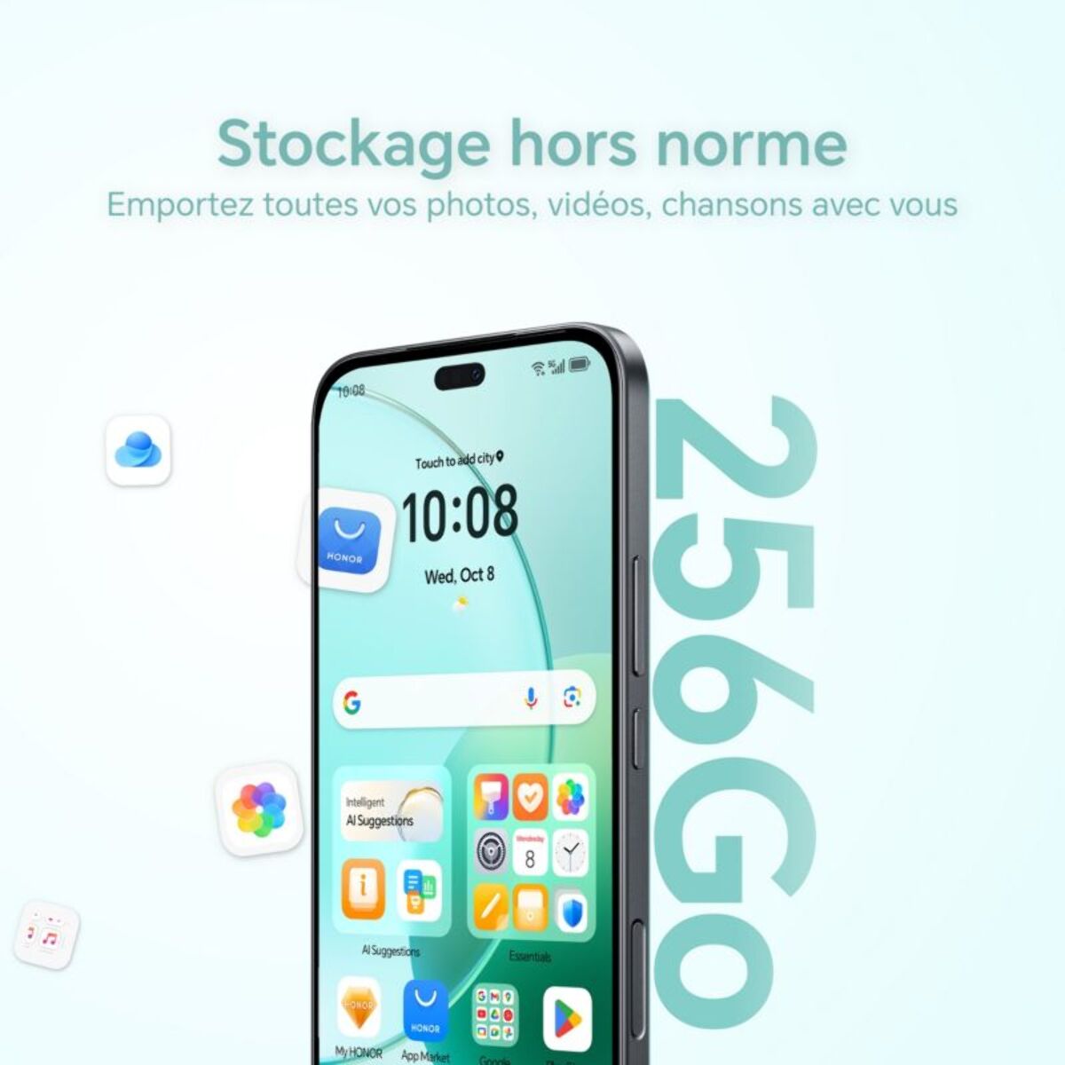 Smartphone HONOR Pack 400 Lite Noir 256Go + Buds Choice X7i