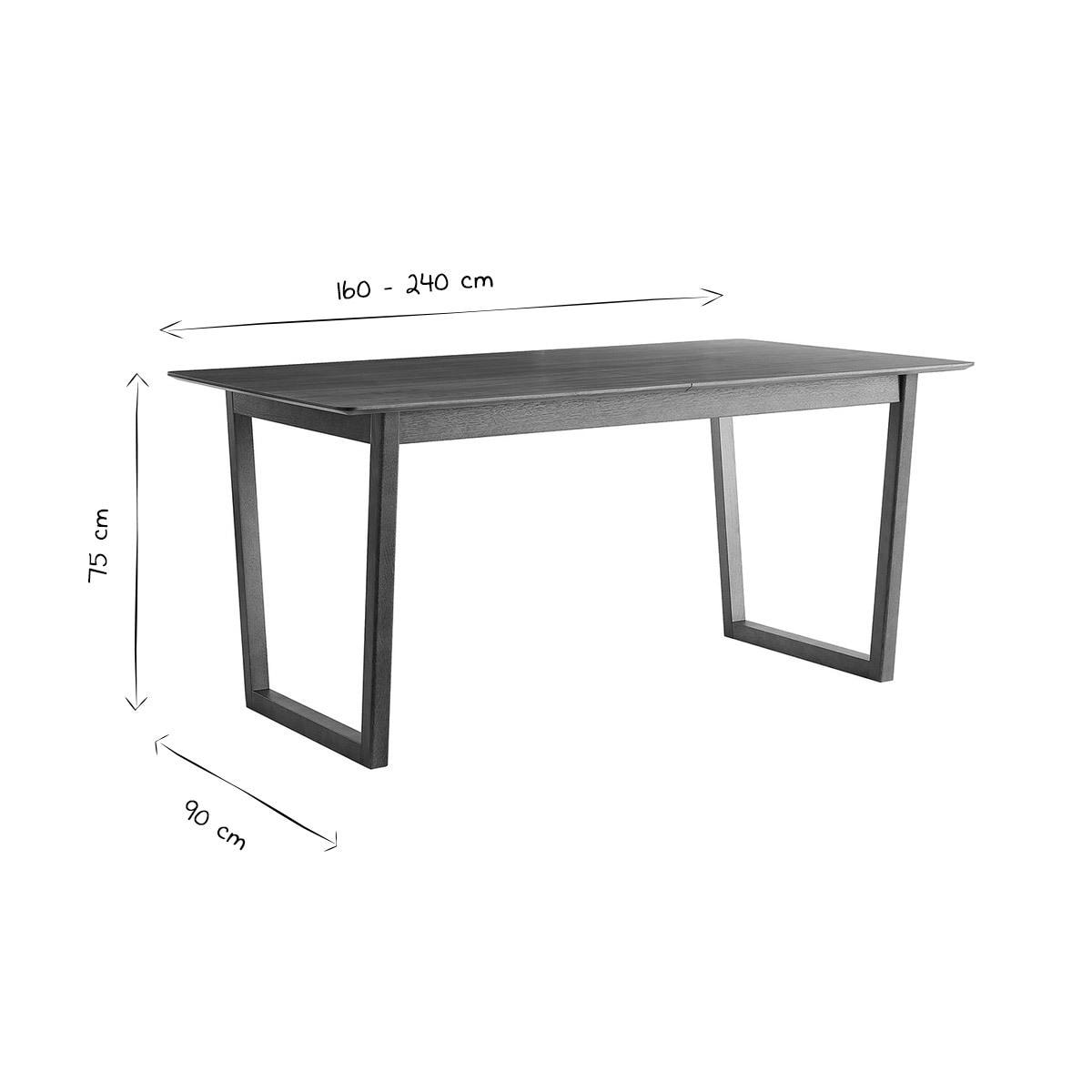 Table extensible rallonges intégrées rectangulaire en bois foncé noyer L160-240 cm LAHO
