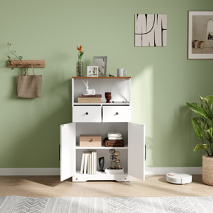 Aparador de Salón Armario Multiusos con Estantes Cajones Puertas Granero Aparador para Cocina Dormitorio 60x31x108 cm Blanco