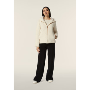 Giacca con zip e cappuccio in Corduroy con interno in sherpa