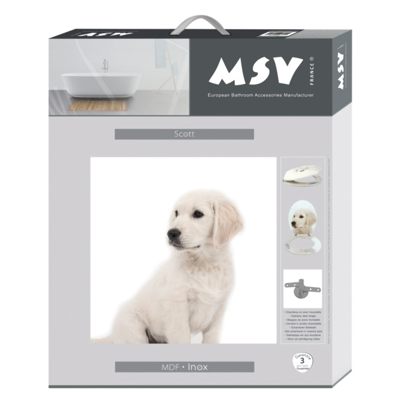 Abattant wc MDF Dog SCOTT Beige - Charnières Inox MSV